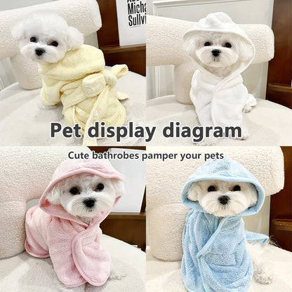 Super Absorbent and Cute Pet Bathrobes for Small Dogs and Cats - Quick-Drying, Soft, Comfortable for All Seasons, Absorbent Bath Towels for Cats and Dogs, Quick-Drying Bathrobes with Secure Closure