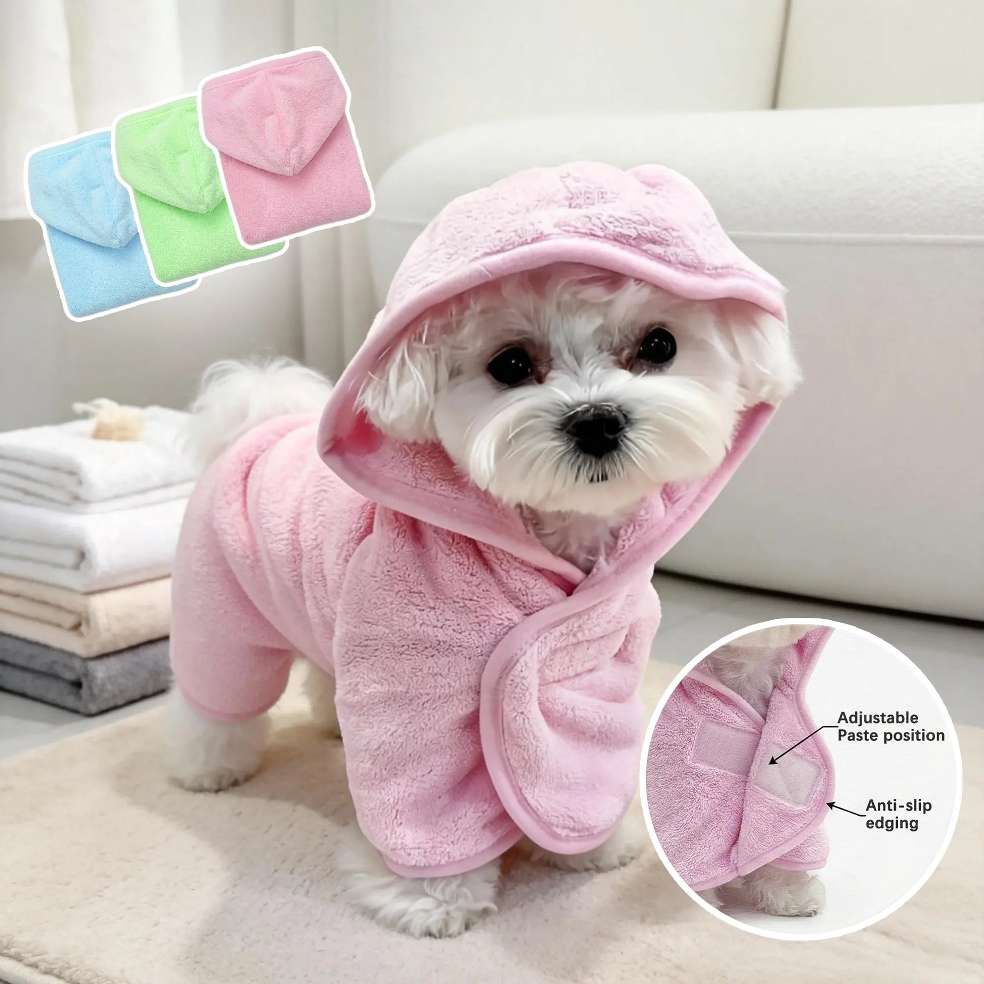Super Absorbent and Cute Pet Bathrobes for Small Dogs and Cats - Quick-Drying, Soft, Comfortable for All Seasons, Absorbent Bath Towels for Cats and Dogs, Quick-Drying Bathrobes with Secure Closure