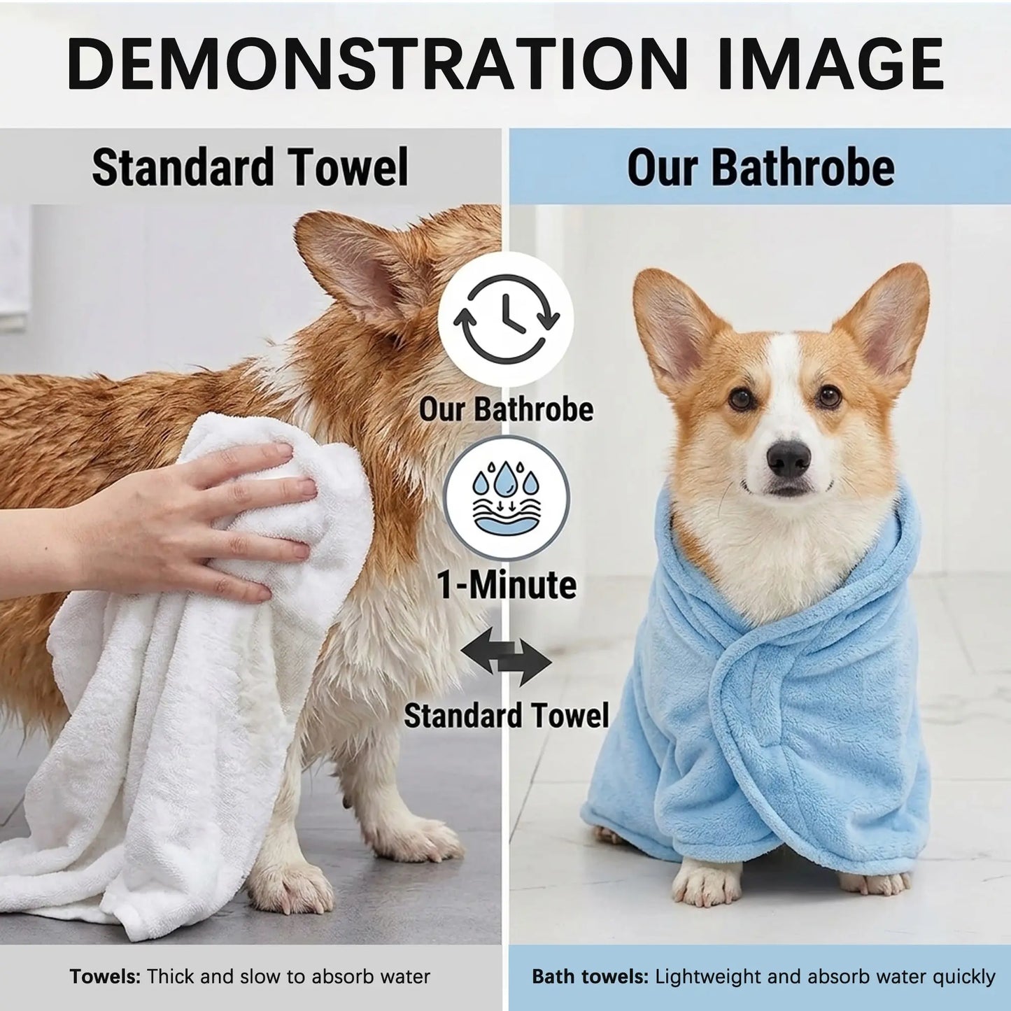 Super Absorbent and Cute Pet Bathrobes for Small Dogs and Cats - Quick-Drying, Soft, Comfortable for All Seasons, Absorbent Bath Towels for Cats and Dogs, Quick-Drying Bathrobes with Secure Closure