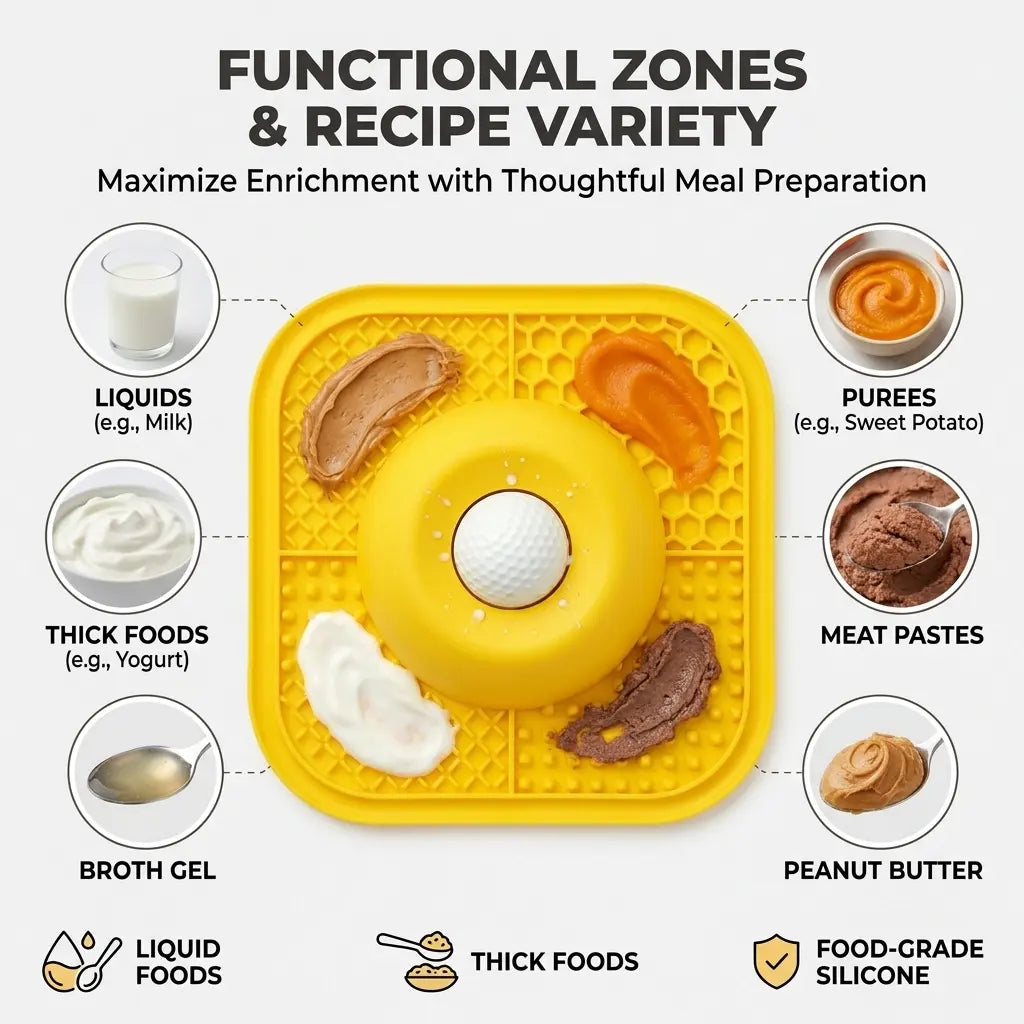 Slow Feeding Enrichment Bowl with Licking Mat & Rolling Ball, Strong Suction Base, Ideal for Bone Broth & Yogurt Feeding, Relieves Anxiety and Boosts Mental Enrichment for Dogs
